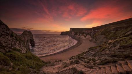 Durdle Door sunset, Jurassic Coast (England) wallpaper