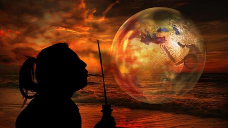 Blowing bubbles wallpaper