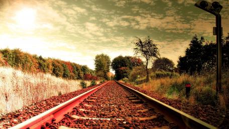 Countryside railroad wallpaper