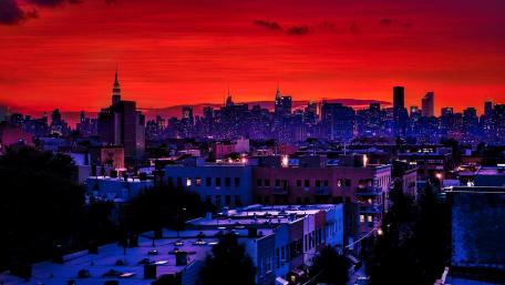 New York skyline in the sunset wallpaper