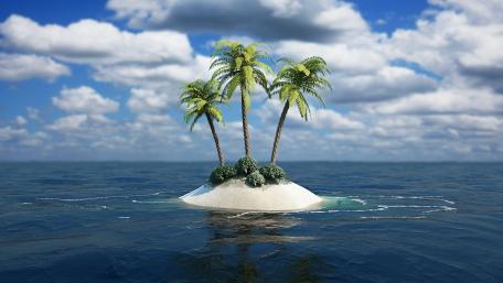 Small island on the blue ocean wallpaper