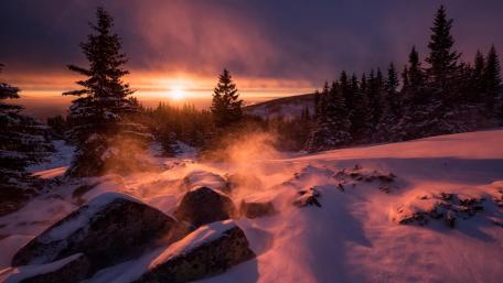 Winter sunset wallpaper