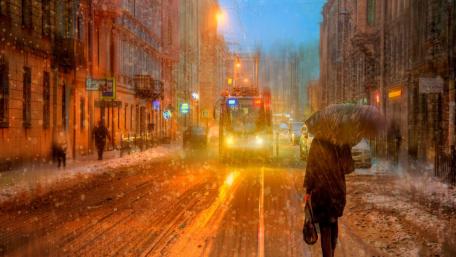 Saint Petersburg on a rainy day wallpaper