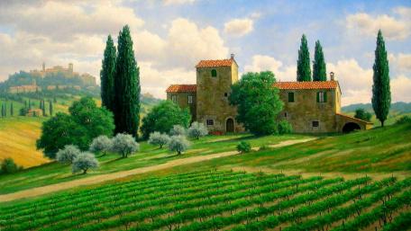 Tuscany - Painting art wallpaper