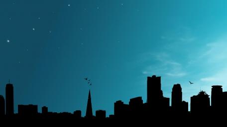 Urban Silhouette Under a Starlit Sky wallpaper