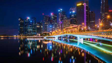 Vibrant City Skyline at Night wallpaper