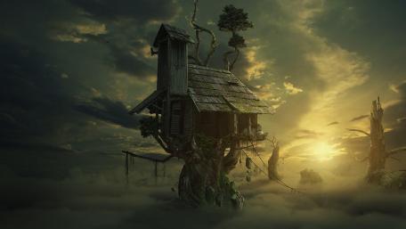 House on a tree - Fantasy art wallpaper