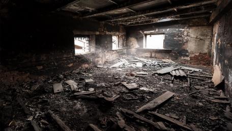 Room destroyed by fire wallpaper