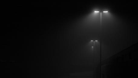 Monochrome Mystery of a Night-lit Street wallpaper