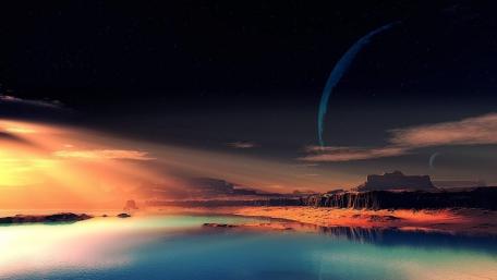 Mystical Serenity on an Alien Horizon wallpaper