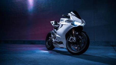 Sleek Ducati in Urban Night Glow wallpaper