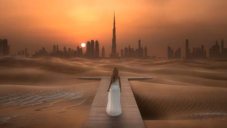 Desert Dreamscape at Dusk wallpaper