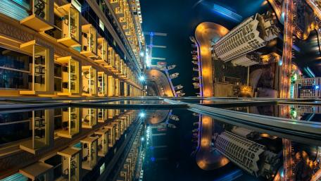 Tall buildings overlook wallpaper