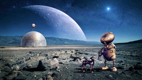 Alien world robot wallpaper