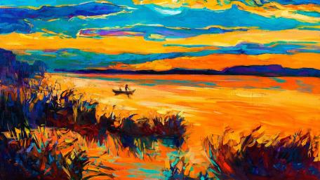 Solitude in the Lake Painting wallpaper