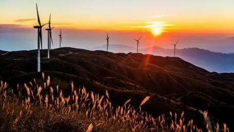 Wind farm sunrise wallpaper