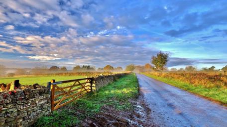Summer morning in countryside wallpaper