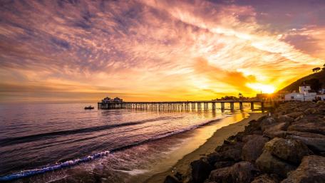 Malibu Pier sunset wallpaper