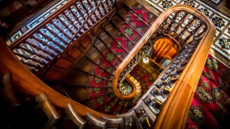 Larnach Castle staircase wallpaper