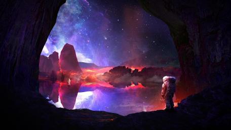 Astronaut's Journey into the Ethereal Abyss wallpaper