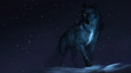 Werewolf in the night snowfall wallpaper