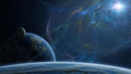 Ringed Earth - Space art wallpaper