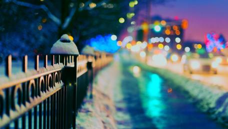 Serene Winter Cityscape at Night wallpaper