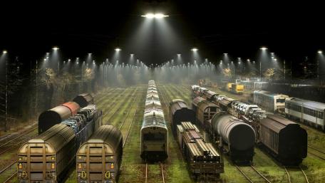 Railway station at night wallpaper