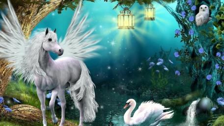 Winged white horse wallpaper