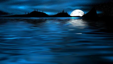 Mystical Moonlight Over Calm Waters wallpaper