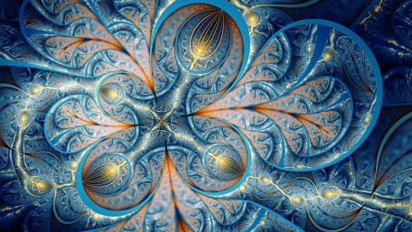 Whirlwind in Blue: A Psychedelic Fractal Journey wallpaper