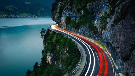 Scenic Mountain Road Along the Coastline wallpaper