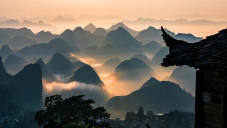The sundown of the mountains wallpaper