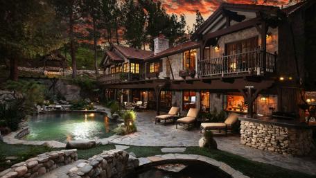 Serene Evening Retreat by the Poolside wallpaper