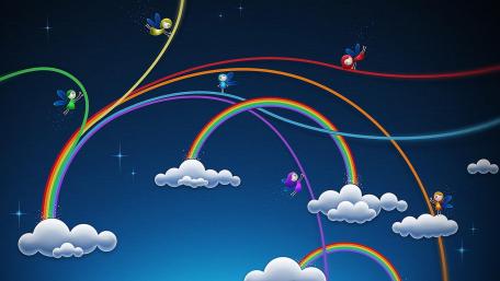 Dreamy Angels in a Fairytale Sky wallpaper