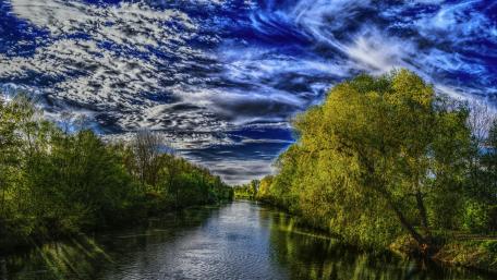 Beautiful forest river landscape wallpaper