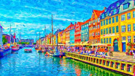 Canal painting (Nyhavn, Copenhagen, Denmark ) wallpaper