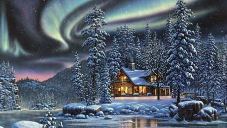 Winter Wonderland Polar Lights wallpaper