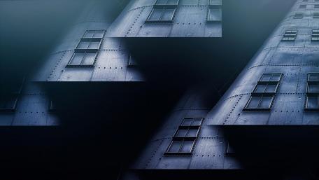 Floating Metal Structures in Darkness wallpaper