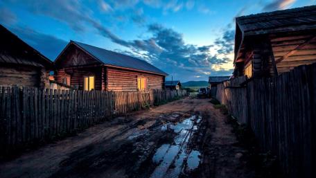 Rural evening wallpaper