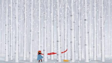 Birch forest snowfall wallpaper