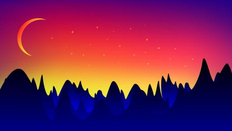 Crescent retro digital art wallpaper