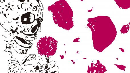 Skull with flower wallpaper