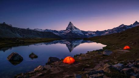 Matterhorn  from Stellisee at night wallpaper