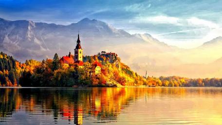 Bled Island at fall wallpaper