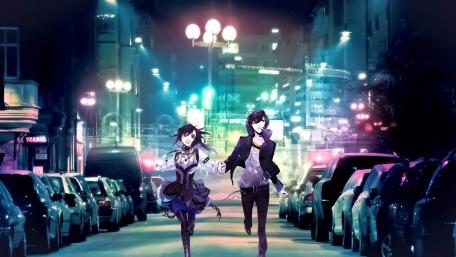 Anime Romance in the City Lights wallpaper