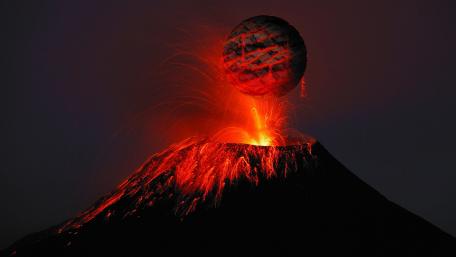 Cosmic Caldera Chaos at Night wallpaper