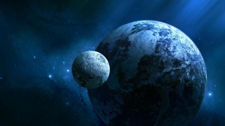Blue space art wallpaper