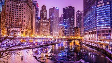 Chicago River at dusk (Chicago) wallpaper