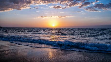 Sandy beach sunset wallpaper